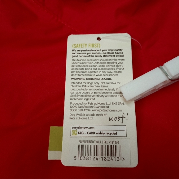 NWT 🐕‍🦺 L Fleece Lined, Water Resistant, Red Dog Coat | Size LARGE - Picture 8 of 8